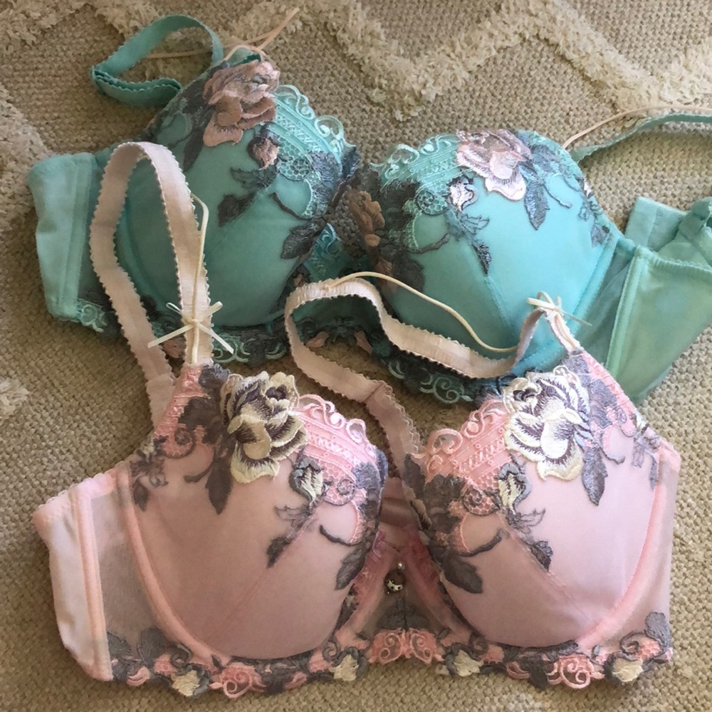 Pink lace bra